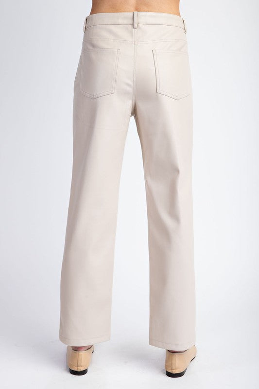 Oatmeal Faux Leather Pants