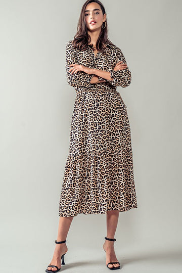 Leopard Roll Tab Maxi Dress