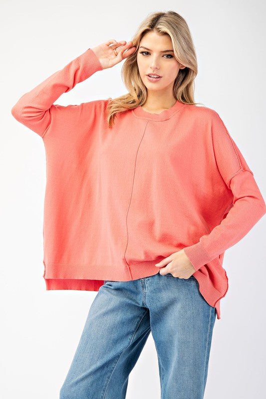 Pink Drop Shoulder Sweater