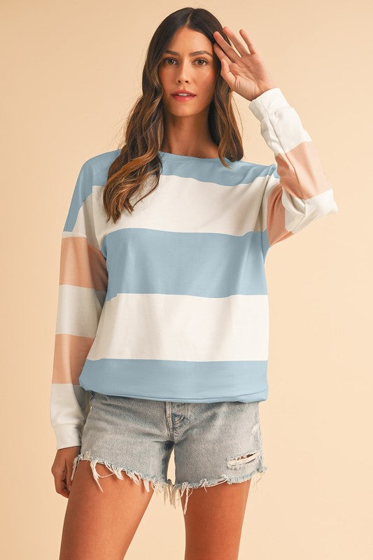 Mix Color Stripe Pullover