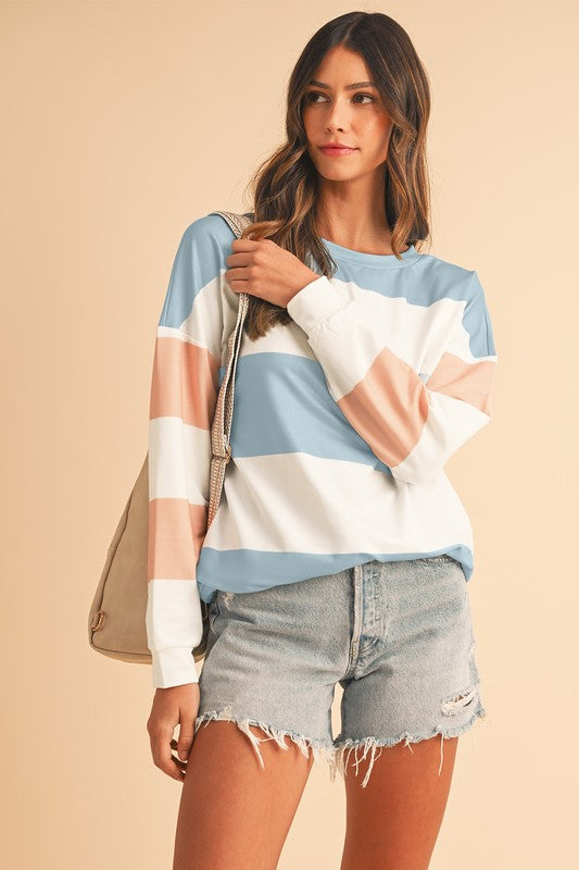 Mix Color Stripe Pullover