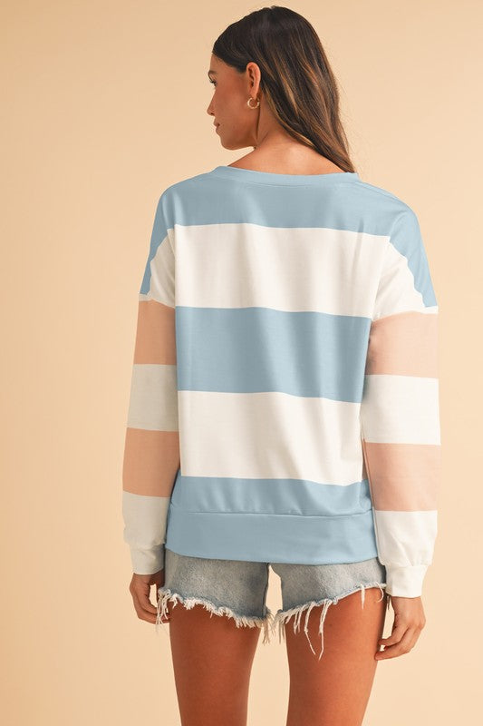 Mix Color Stripe Pullover