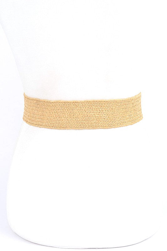 Wooden Buckle Elastic Straw Belt