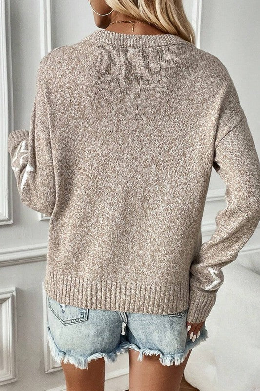 Khaki Knit Star Sweater