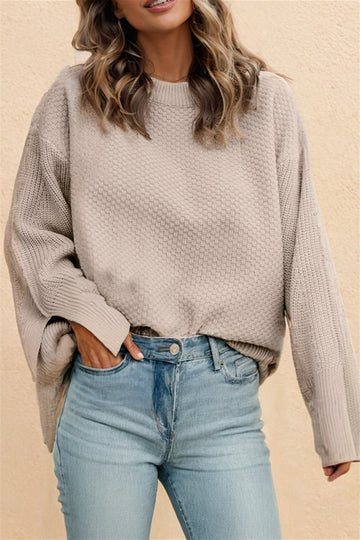 Texture Knit Split Cuff Sweater