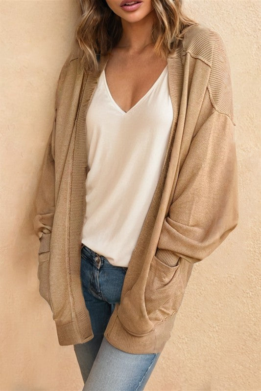 French Beige Lantern Sleeve Spring Cardigan