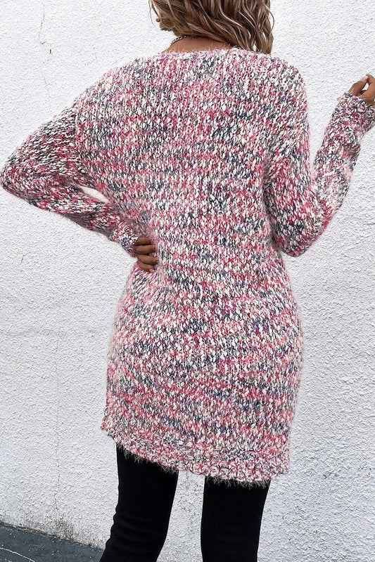 Abstract Mix Pink Knit Cardigan