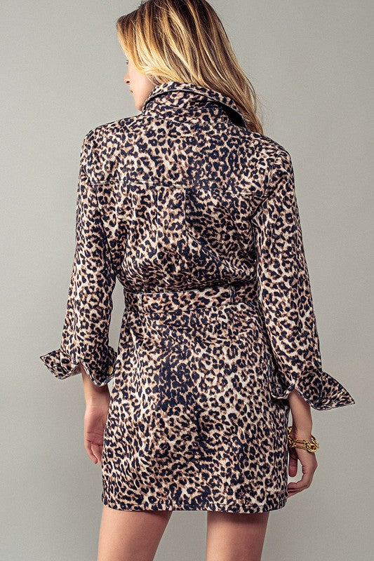 Leopard Denim Mini Dress