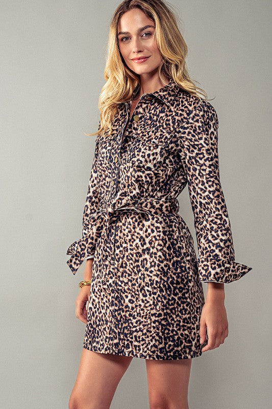 Leopard Denim Mini Dress