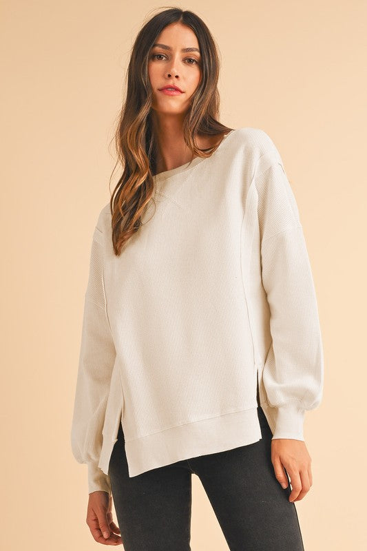 Bishop Sleeve Oversized Waffle Tunic