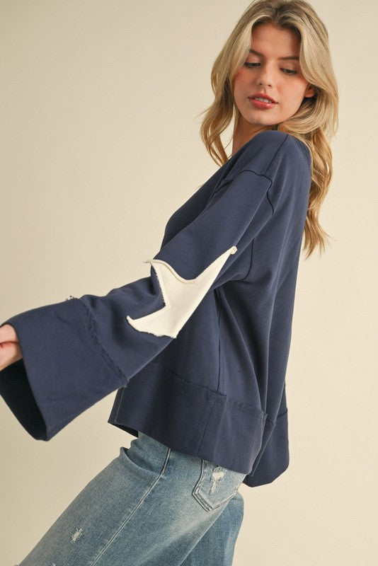 Navy Star Patch Top