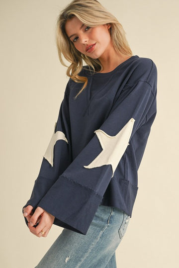 Navy Star Patch Top