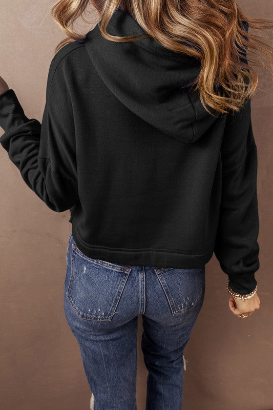 Cotton Blend Cropped Hoodie