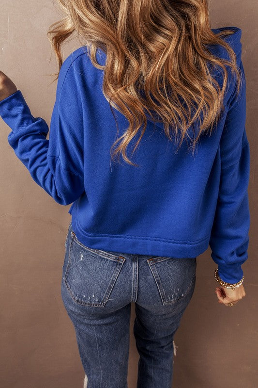 Cotton Blend Cropped Hoodie