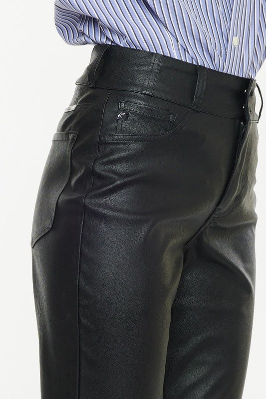 Vegan Leather High Rise Straight Pants