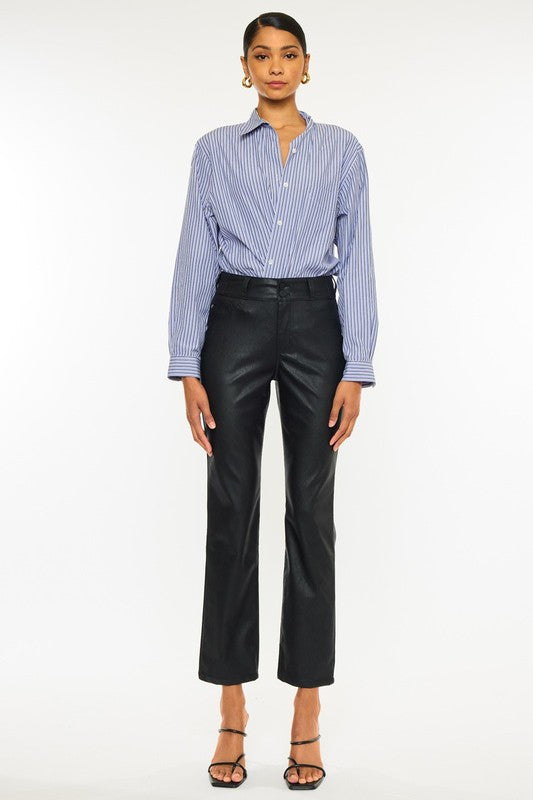 Vegan Leather High Rise Straight Pants