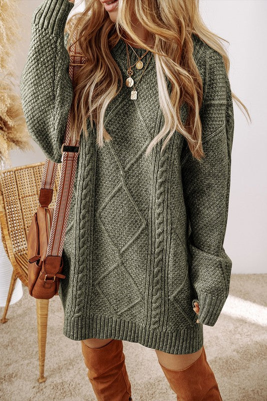 Cable Knit Sweater Dress