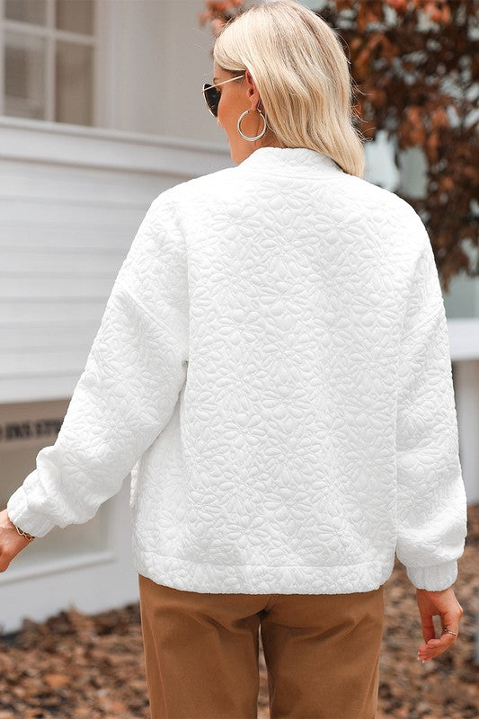 White Zipper Texture Jacket