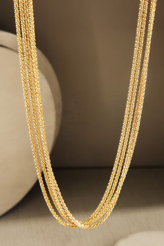 Brass Gold Mini Chain Link Layer Necklace