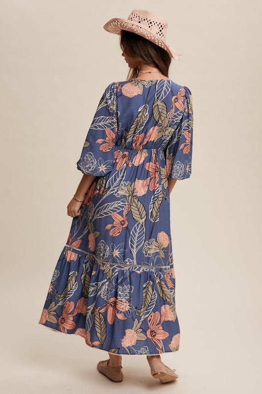 Floral Front Knot Maxi Dress