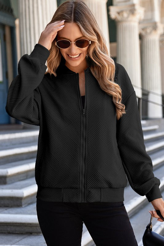 Textured Bomber Jacket