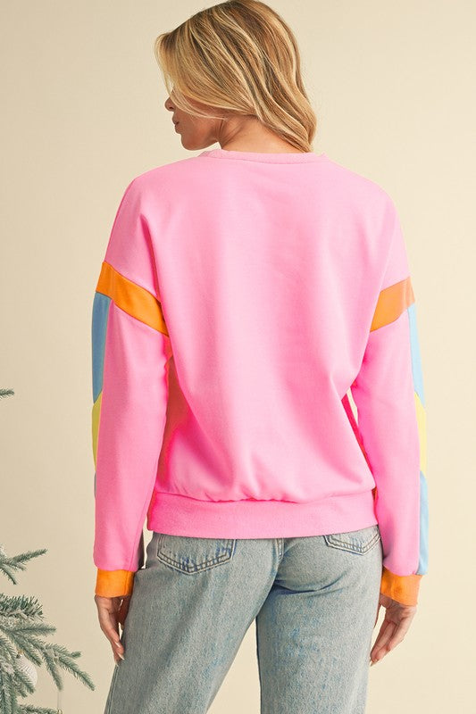 Candy Color Block French Terry Pullover