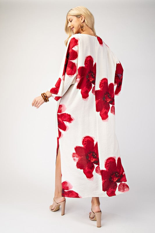 Bold Red Floral Maxi Dress