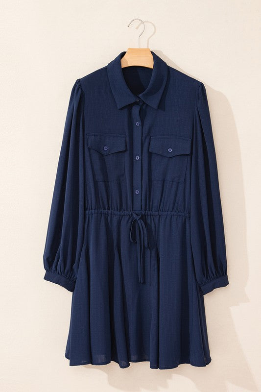 Navy Front Pocket Dress