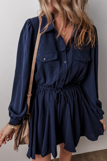 Navy Front Pocket Dress