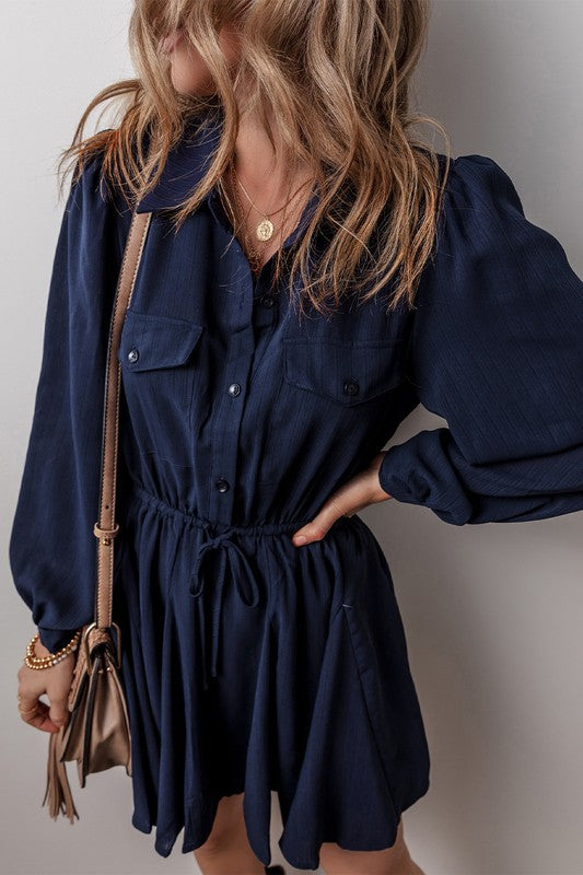 Navy Front Pocket Dress