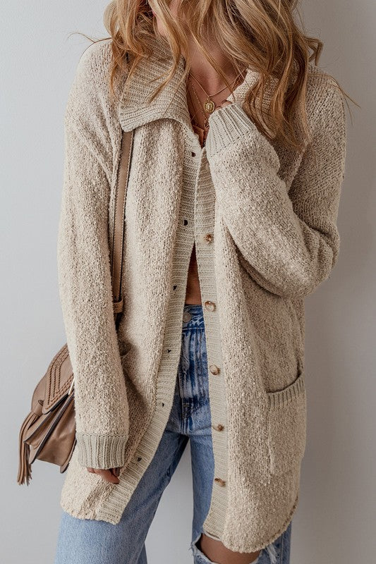 Neutral Everyday Collar Cardigan