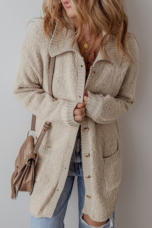 Neutral Everyday Collar Cardigan