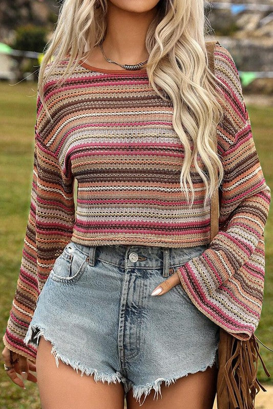 Mix Stripe Cropped Top