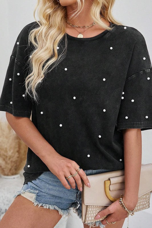 Cotton Blend Pearl Black Tee