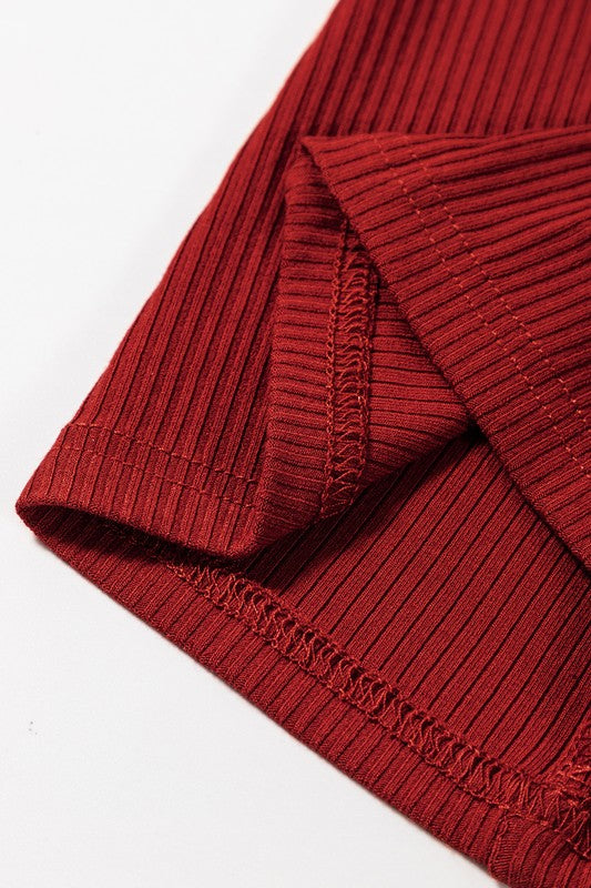 Ribbed Knit Red Dress