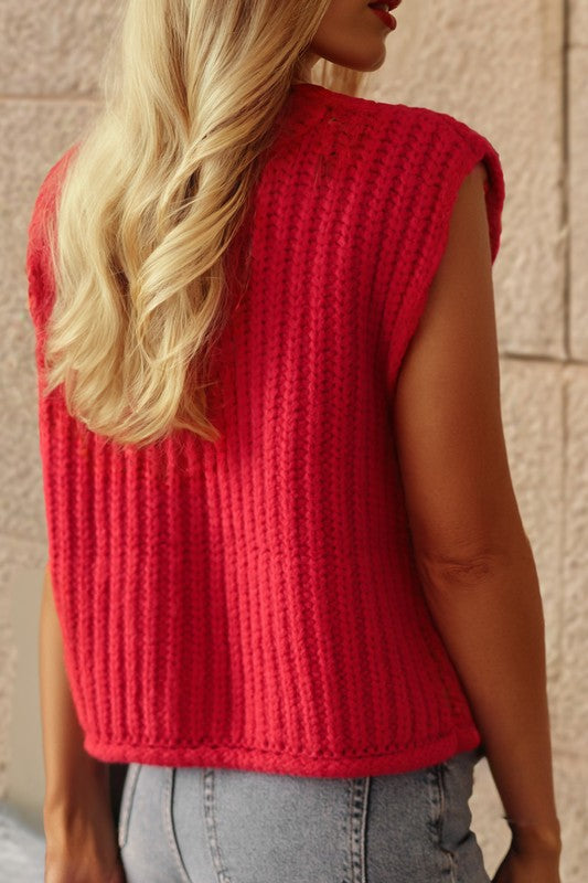 Red Knit Layer Vest