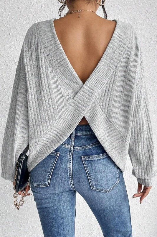 Light Gray V Back Top