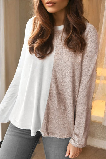 Khaki & Cream Color Block Top