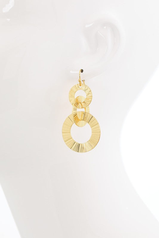 Gold Texture Circle Link Earring