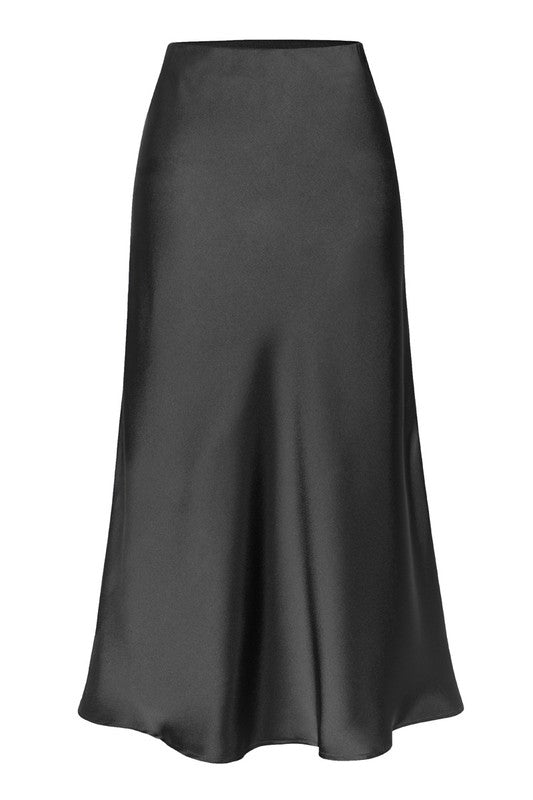 Elastic Waist Satin Pull on Skirt