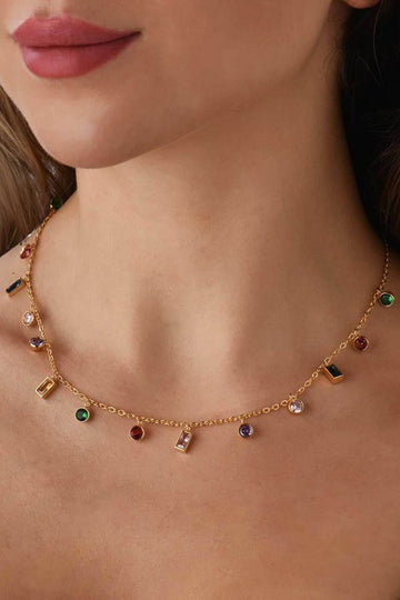 Dainty Crystal Colorful Charm Necklace