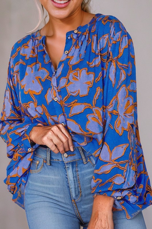 Floral Batwing Oversized Top