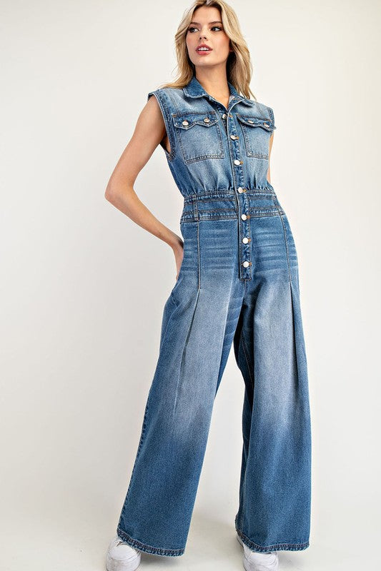 Vintage Wash Denim Jumpsuit