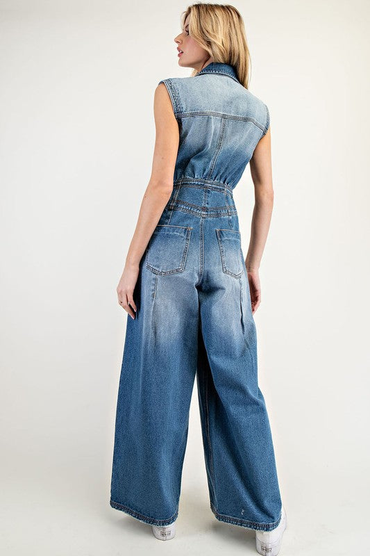 Vintage Wash Denim Jumpsuit