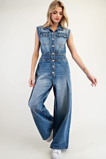 Vintage Wash Denim Jumpsuit