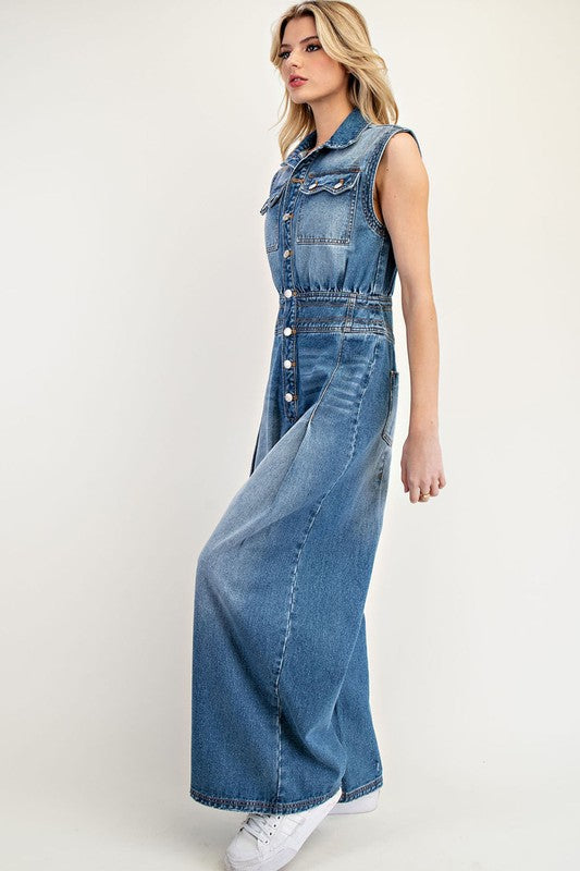 Vintage Wash Denim Jumpsuit