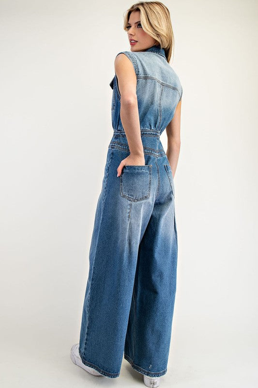 Vintage Wash Denim Jumpsuit