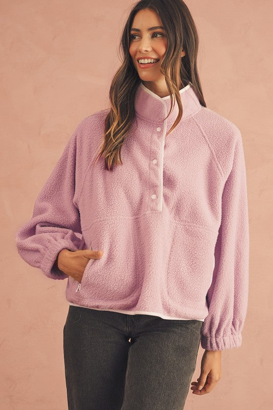 Pink High Collar Pullover