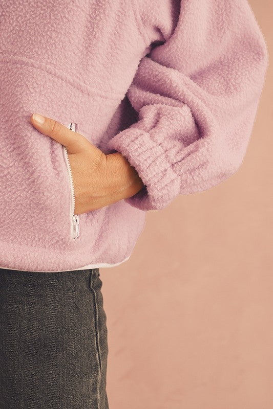 Pink High Collar Pullover