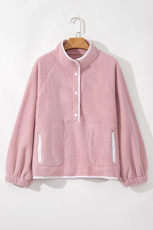 Pink High Collar Pullover